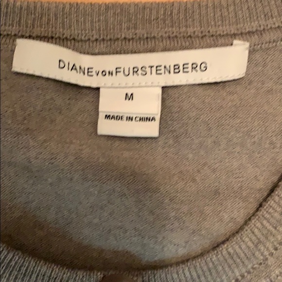 Diane Von Furstenberg Wool Grey Sweater Black Lace Blouse Top Designer - Picture 7 of 8